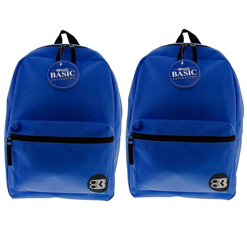 Bazic Basic Backpack, 16", Blue, Pack of 2 (BAZ1031-2) image 1