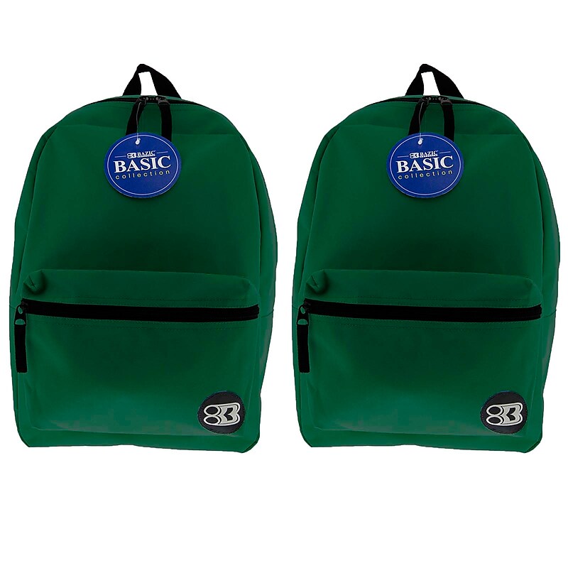 Bazic Basic 2-Piece Laptop Backpack Set, Medium, Green, 2/Bundle (BAZ1033-2) image 1