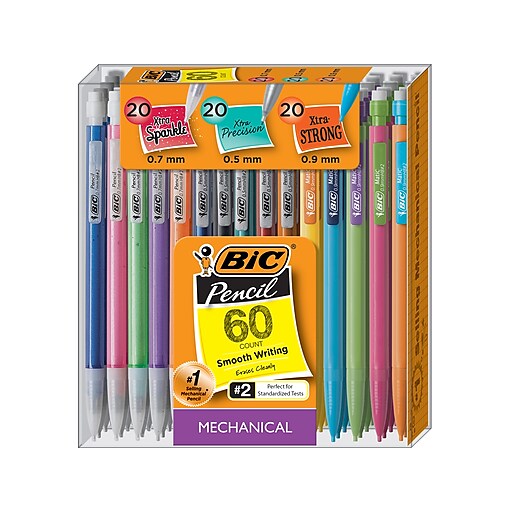 1 Pack 0.9mm 0.5mm 60-Count Assorted Size 0.7mm Black Mechanical Pencil Variety Pack 