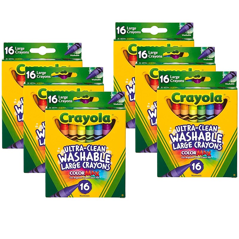 Crayola Large Ultra-Clean Washable Crayons, 16/Box, 6 Boxes (BIN523281-6) image 1