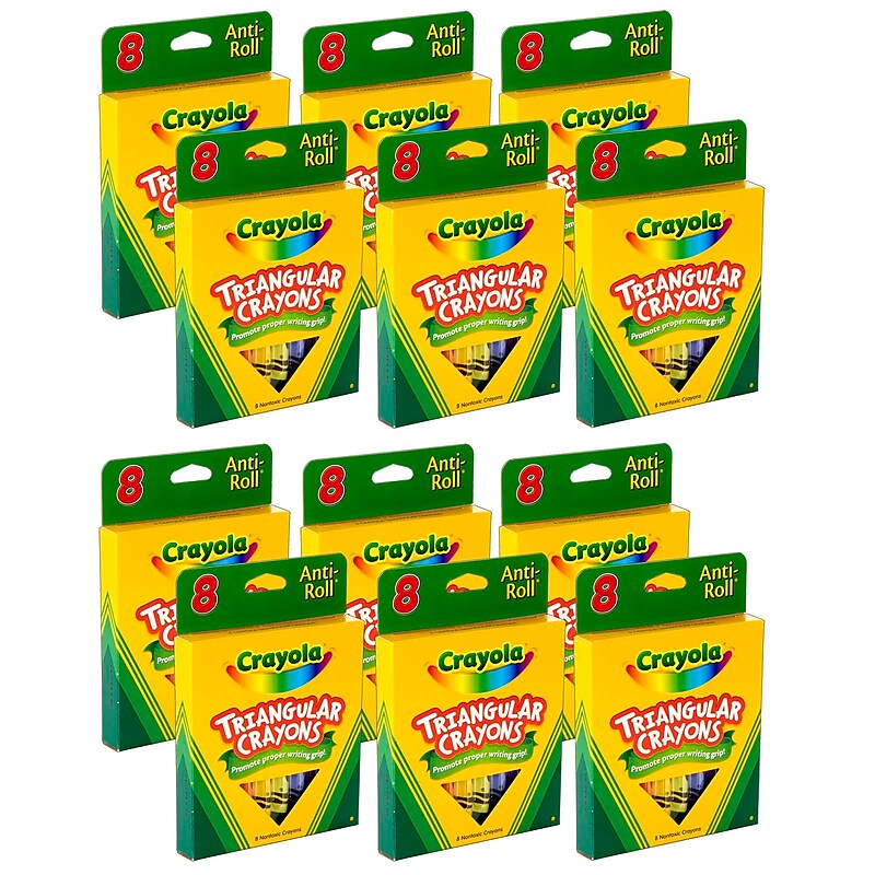 Crayola Anti-Roll Triangular Crayons, 8/Box, 12 Boxes (BIN524008-12) image 1