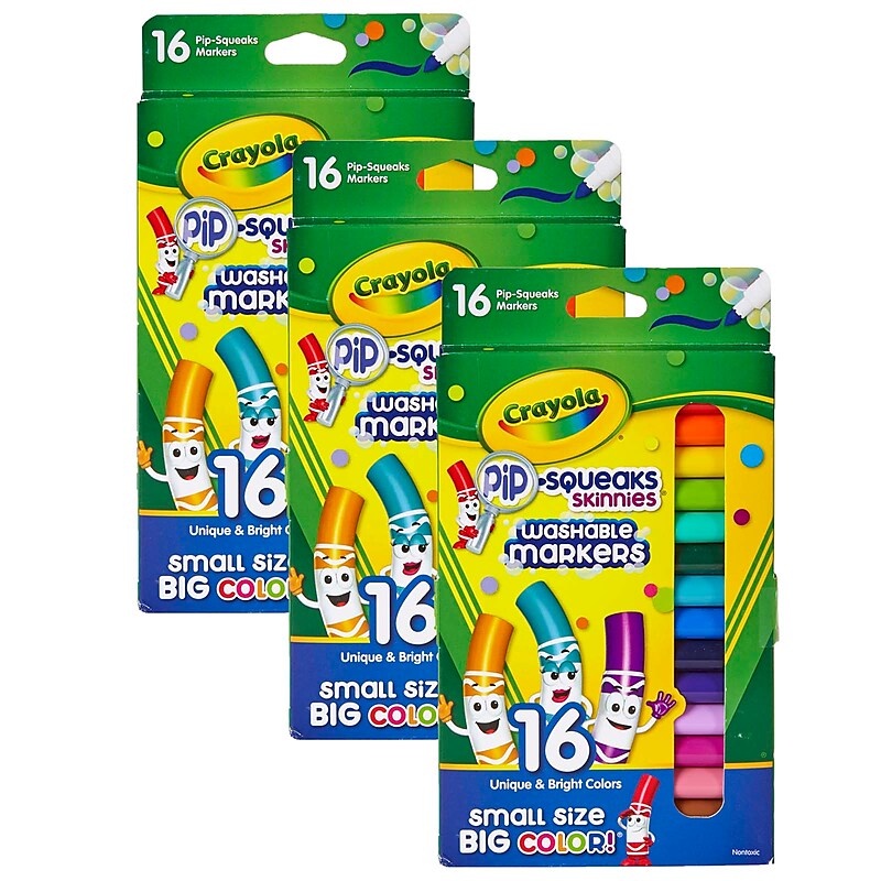 Crayola Pip-Squeaks Skinnies Markers, Assorted, 16/Box, 3 Boxes (BIN588146-3) image 1