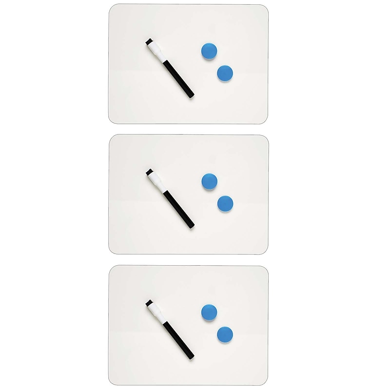 Charles Leonard 2-Sided Magnetic Plastic Mobile Dry-Erase Whiteboard, 9" x 12", 3/Pack (CHL35130-3) image 1
