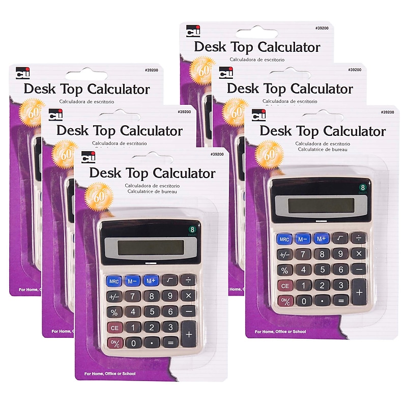 Charles Leonard 8-Digit Dual Powered Desktop Calculator, Gray, Pack of 6 (CHL39200-6) image 1