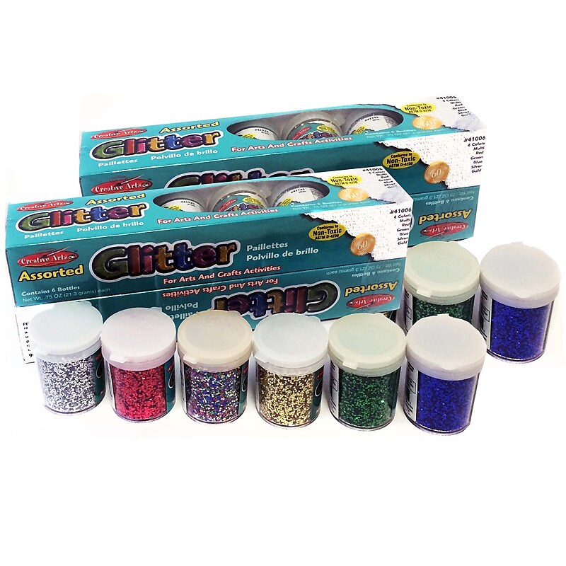 Charles Leonard Creative Arts Glitter Set, Assorted Colors, 12 Per Pack, 2 Packs (CHL41012-2) image 1