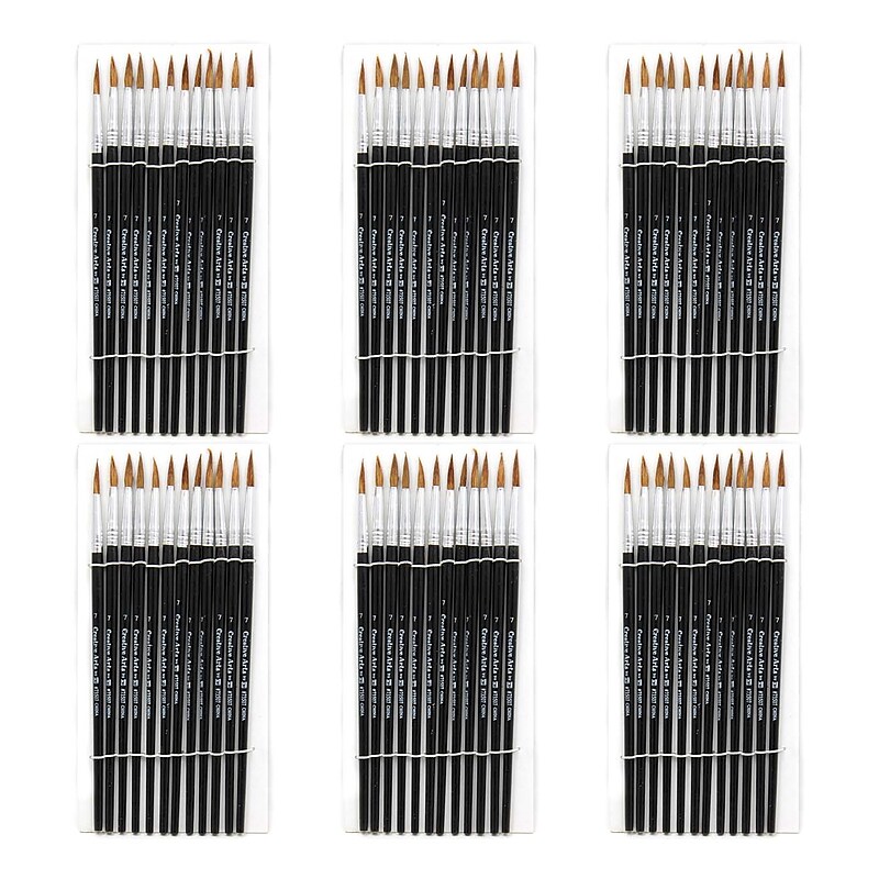 CLI Water Color Paint Brushes, #7 - 3/4" Camel Hair, Black Handle, 12 Per Set, 6 Sets (CHL73507-6) image 1
