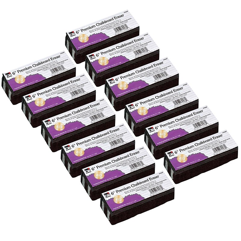 CLI Premium Chalkboard Eraser, 6", Black, Pack of 12 (CHL74586-12) image 1