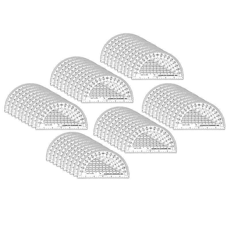 Charles Leonard Protractor, 6", Clear, 12/Pack, 5 Packs/Bundle (CHL77106IP-5) image 1