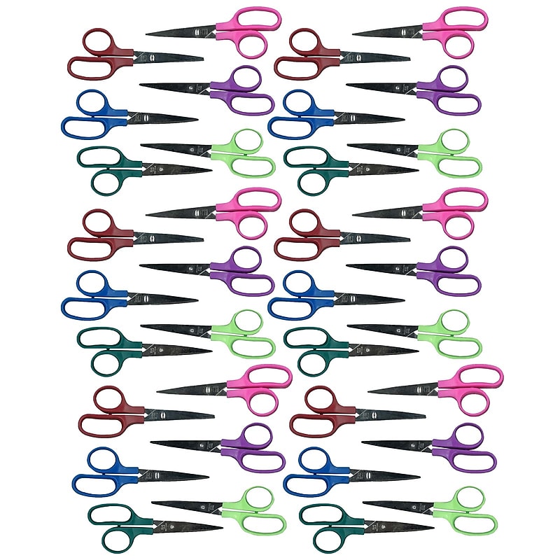 CLI 5" Stainless Steel Kid's Scissors, Pointed Tip, Assorted Colors, 36/Pack (CHL77505-36) image 1