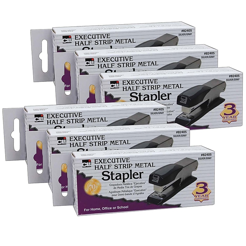 Charles Leonard Executive Desktop Stapler, 30-Sheet Capacity, Staples Included, Gray/Black, 6/Pack (CHL82405-6) image 1