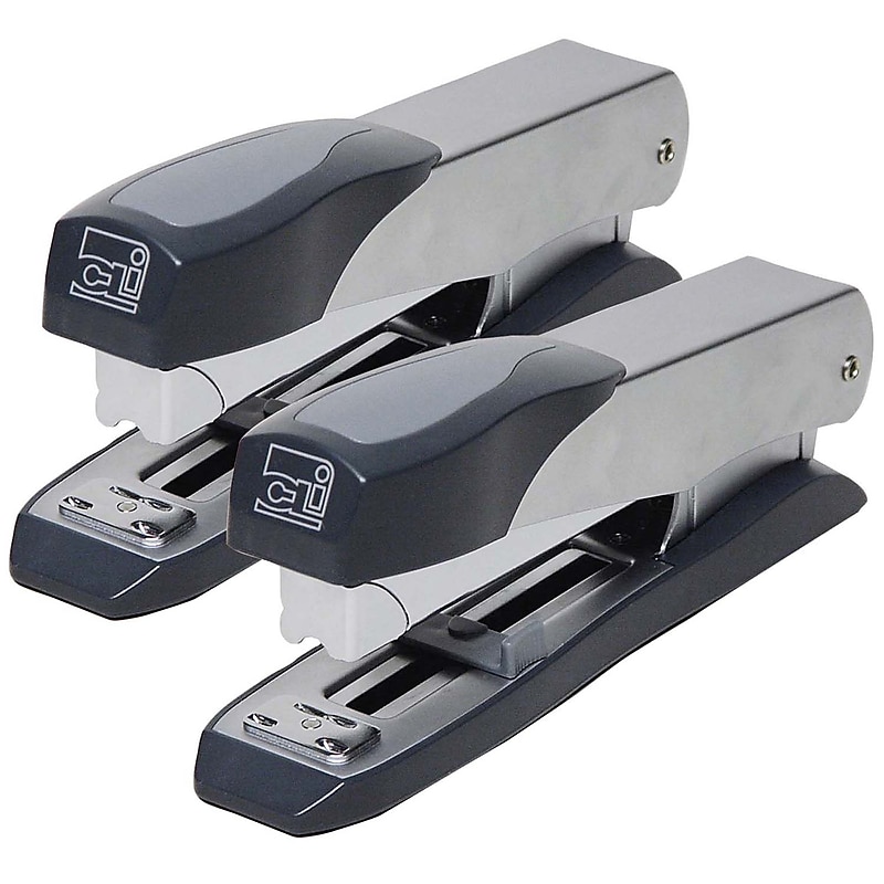 Charles Leonard Executive Desktop Stapler, 50-Sheet Capacity, Staples Included, Gray/Black, 2/Pack (CHL82415-2) image 1