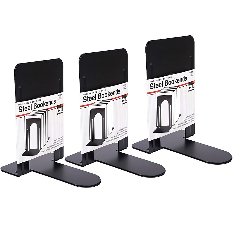 CLI Bookends, 9", Black, 2/Set, 3 Sets (CHL87915-3) image 1