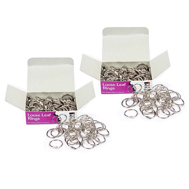 Charles Leonard Loose Leaf Book Rings, 3/4" Capacity, Silver, 100 Per Box, 2 Boxes (CHLR19-2) image 1