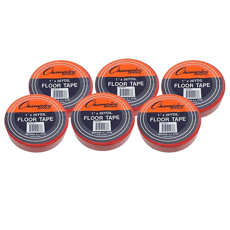 Champion Sports Floor Marking Tape, 1" x 36 yd, Red, 6/Rolls (CHS1X36FTRD-6) image 1