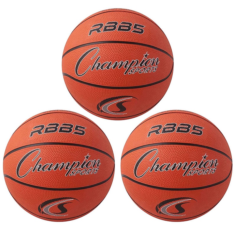 Champion Sports Mini Rubber Basketball, Orange/Black, Pack of 3 (CHSRBB5-3) image 1