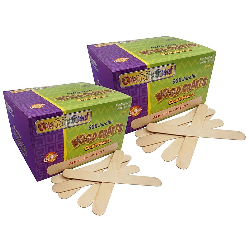 Creativity Street Jumbo Craft Sticks, Natural, 500/Pack, 2 Packs/Bundle (CK-377601-2) image 1