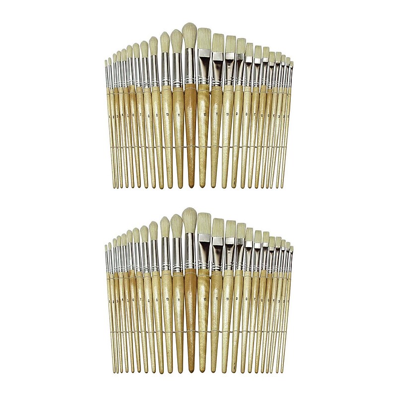 Creativity Street Mixed Media Natural Hog Bristle, Variety Brushes, 24/Pack, 2 Packs/Bundle (CK-5172-2) image 1