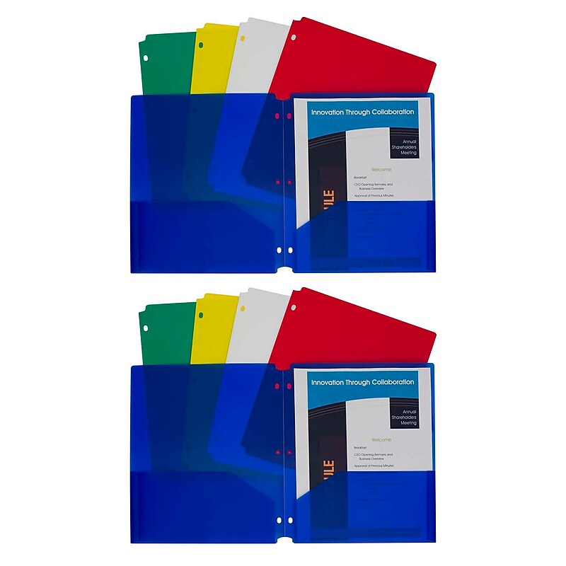 C-Line® Heavyweight, 3-Hole Punched, 2-Pocket Portfolio, Assorted Colors, 10 Per Pack, 2 Packs (CLI32930-2) image 1