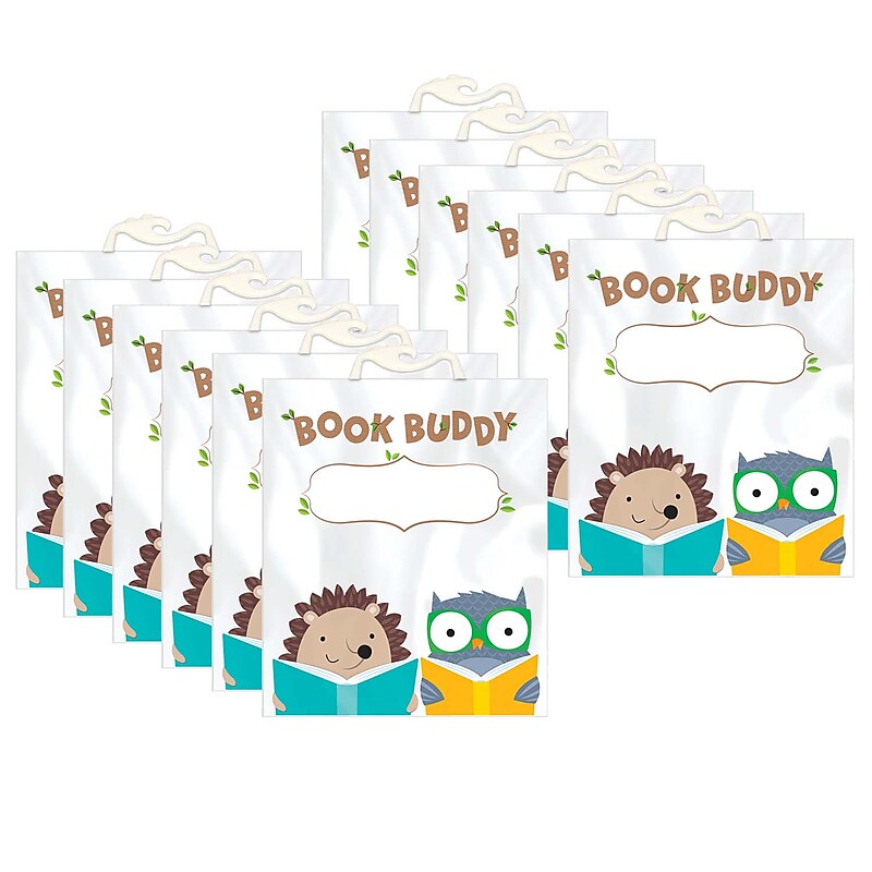Creative Teaching Press® Plastic Woodland Friends Book Buddy Bag, 10.5" x 12.5", Multicolored, 6 Per Pack, 2 Packs (CTP8537-2) image 1