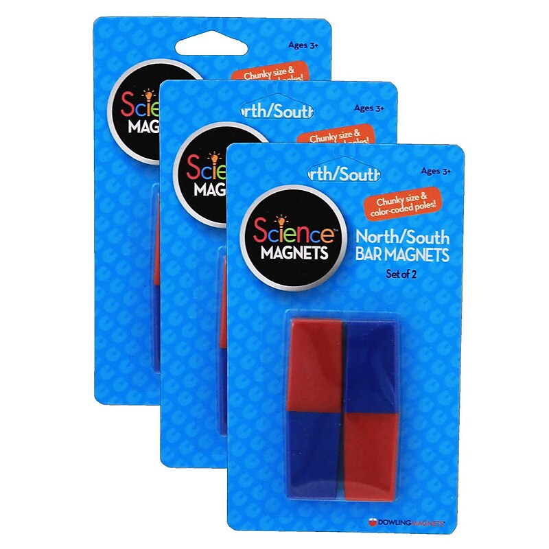 Dowling Magnets North/South Bar Magnets, 2/Pack, 3 Packs/Bundle (DO-712-3) image 1