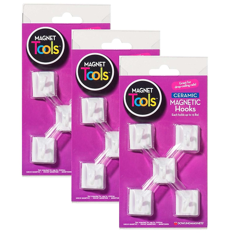 Dowling Magnets Ceramic Magnetic Ceiling Hooks, 5/Pack, 3 Packs/Bundle (DO-735008-3) image 1