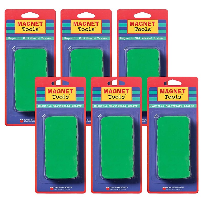 Dowling Magnets Magnetic Whiteboard Erasers, Assorted Colors, 6/Bundle (DO-735200-6) image 1