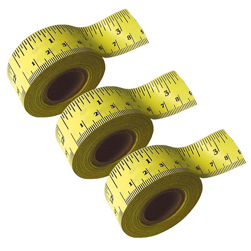 Edupress 500" Plastic Tape Measure, Yellow, 3/Bundle (EP-2649-3) image 1