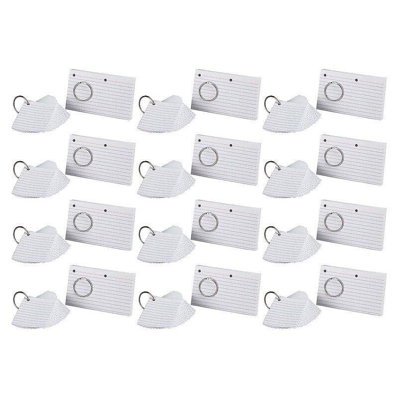 Oxford® JustFlip-it!™ 3" x 5" Punched & Perfed Study Cards, Ruled, White, 75 Per Pack, 12 Packs (ESS63506-12) image 1