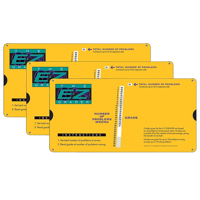 Original E-Z Grader E-Z Grader, Large Print, Yellow, Pack of 3 (EZ-7000-3) image 1