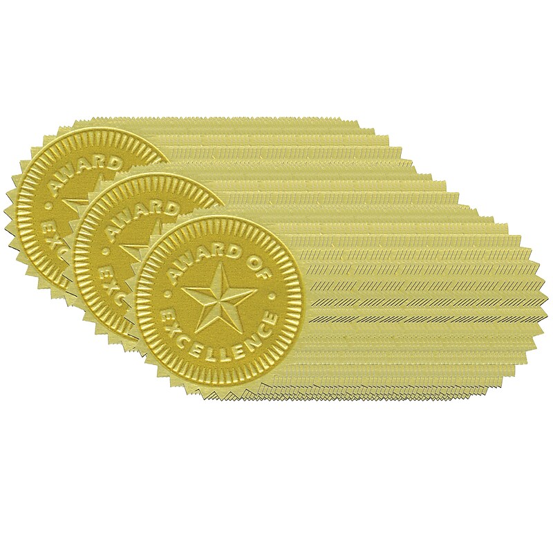 Hayes Publishing Gold Foil Embossed, Award of Excellence, Certificate Seals, 54 Seals Per Pack, 3 Packs (H-VA373-3) image 1