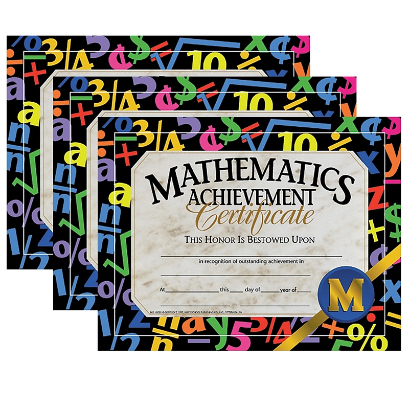 Hayes Publishing Mathematics Achievement Certificate, 30 Per Pack, 3 Packs (H-VA581-3) image 1