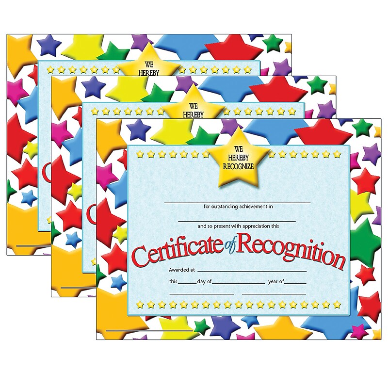 Hayes Publishing Certificate of Recognition, 30 Per Pack, 3 Packs (H-VA637-3) image 1