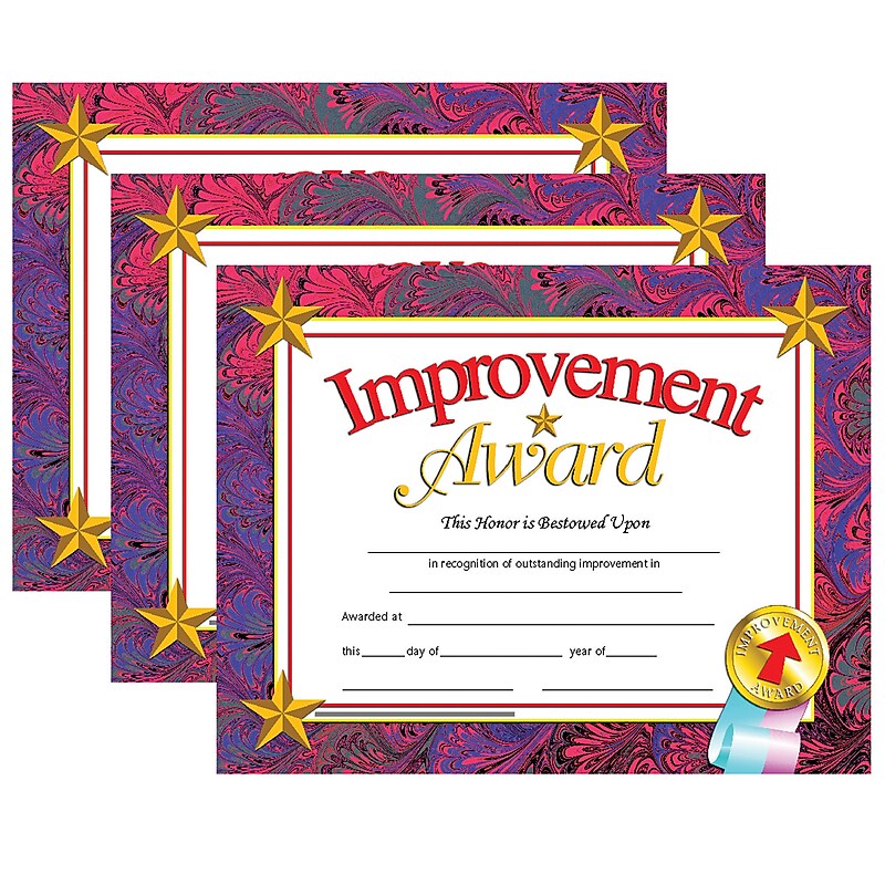 Hayes Publishing Improvement Award Certificate, 30 Per Pack, 3 Packs (H-VA688-3) image 1