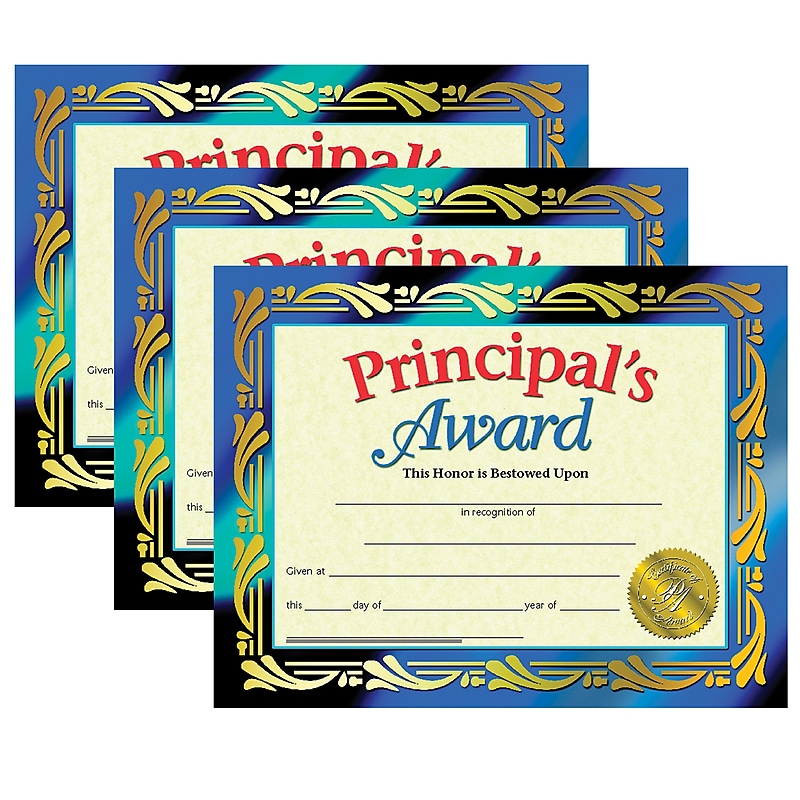 Hayes Publishing Principal's Award Certificate, 8.5" x 11", 30 Per Pack, 3 Packs (H-VA689-3) image 1