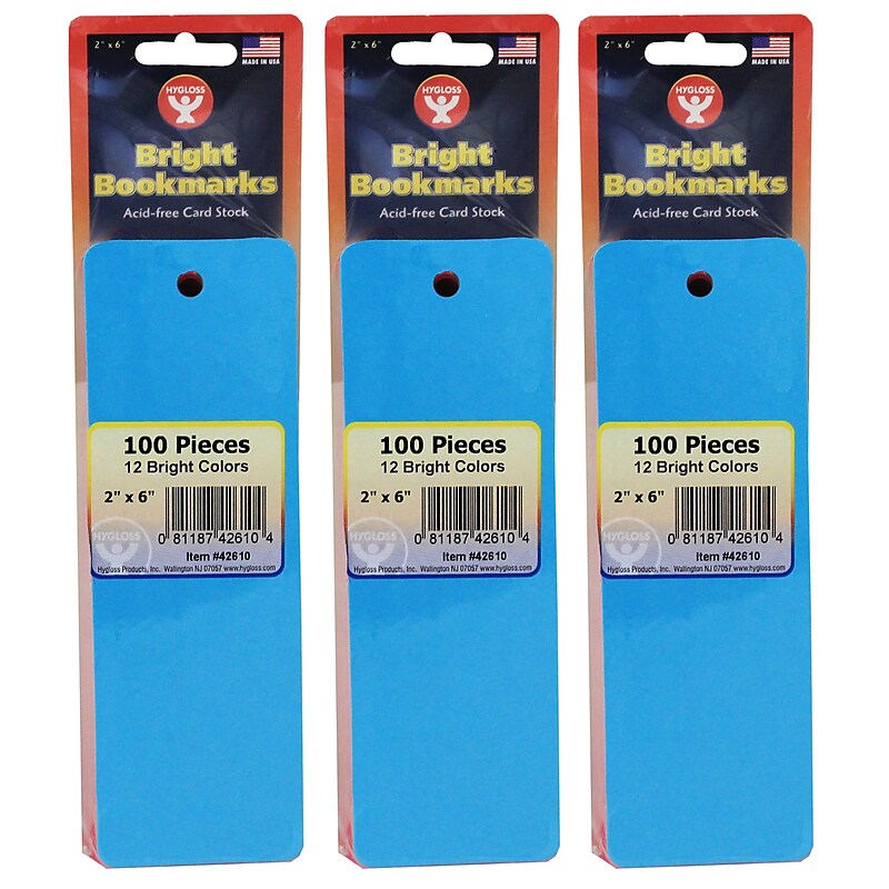 Hygloss Mighty Bright Bookmarks, 100 Assorted Colors Per Pack, 3 Packs (HYG42610-3) image 1