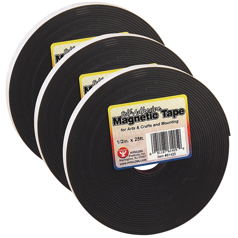 Hygloss® Magnetic Strips, 1/2" x 8.33 yds., Black, Pack of 3 (HYG61425-3) image 1