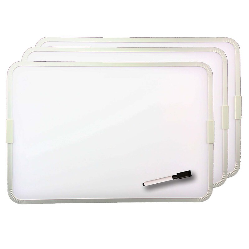 Flipside Products 2-Sided Magnetic Plastic Dry-Erase Whiteboard, Aluminum Framed, 12" x 17.5", Pack of 3 (FLP18232-3) image 1