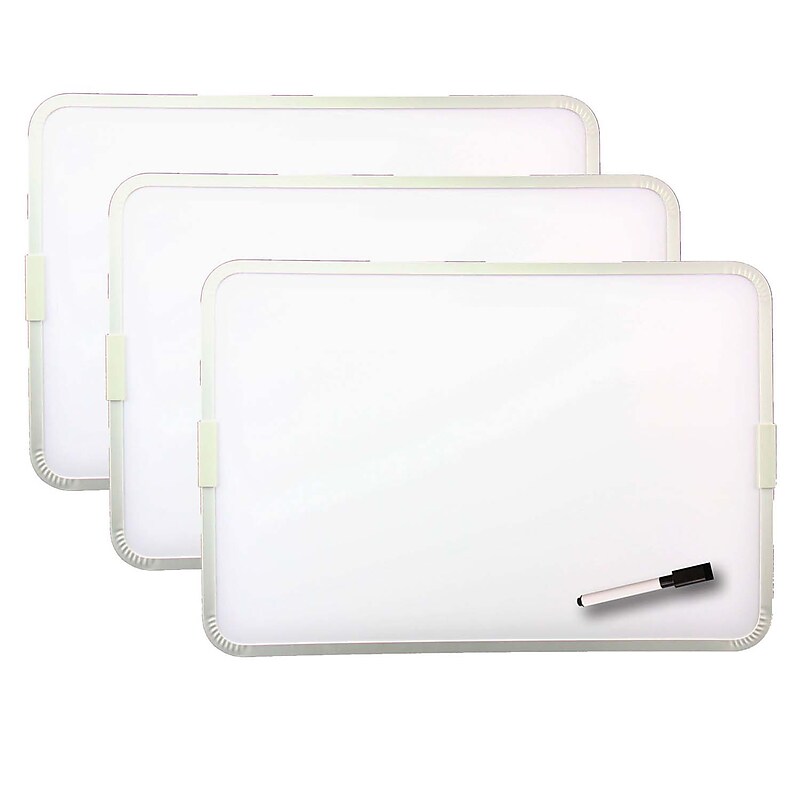 Flipside Products 2-Sided Magnetic Plastic Dry-Erase Whiteboard, Aluminum Framed, 9" x 12", Pack of 3 (FLP18732-3) image 1