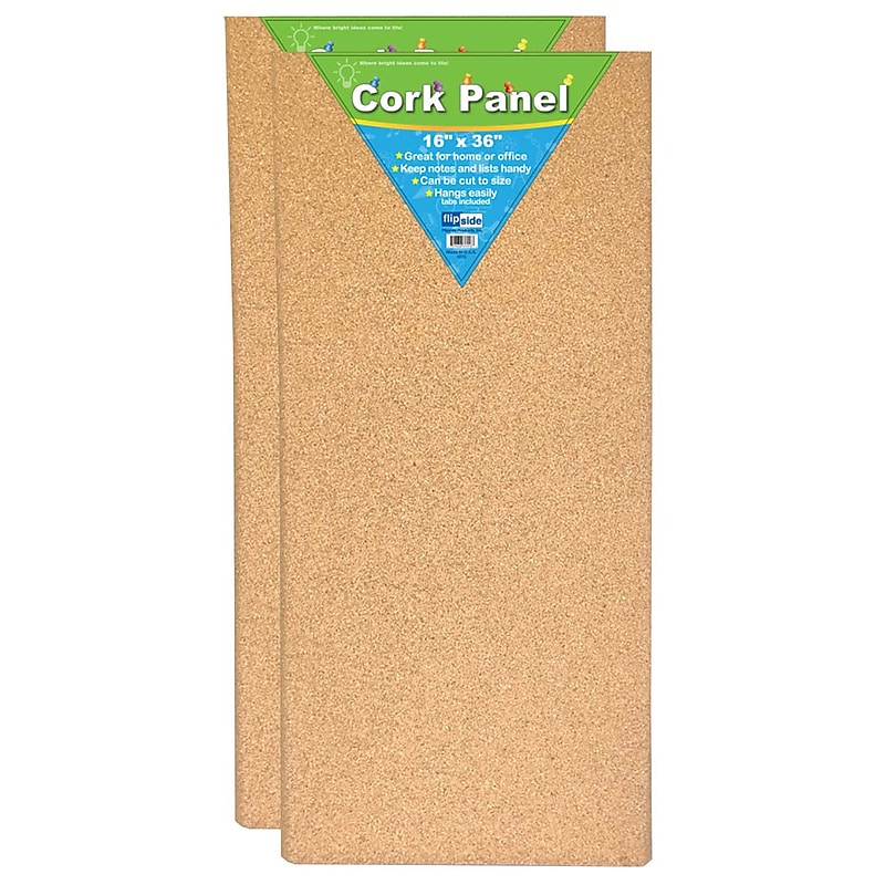 Flipside Products Cork Panel, 16" x 36", Pack of 2 (FLP37016-2) image 1