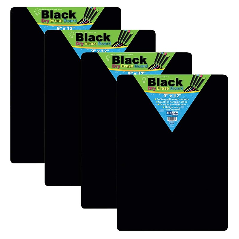 Flipside Products Black Melamine Mobile Dry-Erase Whiteboard, 9" x 12", Pack of 4 (FLP40065-4) image 1