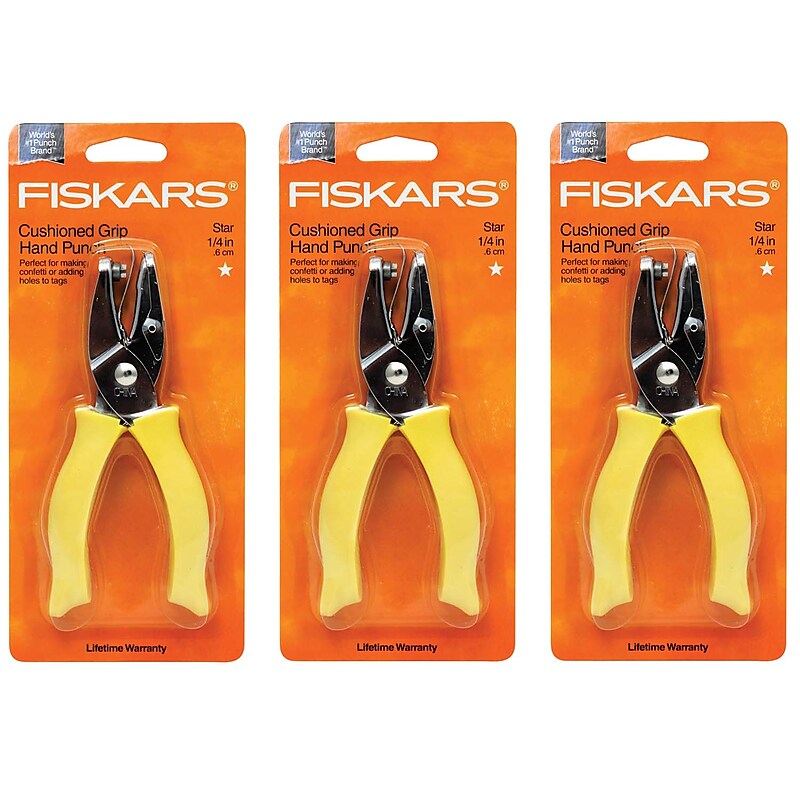 Fiskars® Star, 1-Hole Punch, 3 Sheet Capacity, Yellow (FSK23537097-3) image 1