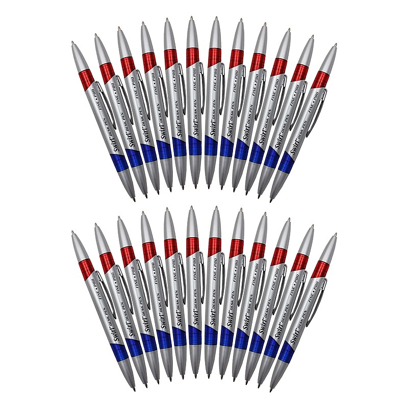Moon Products Swirl Desk Pen Retractable Ballpoint Pen, Blue and Red Ink, 12/Pack, 2 Packs (JRMP80-2) image 1