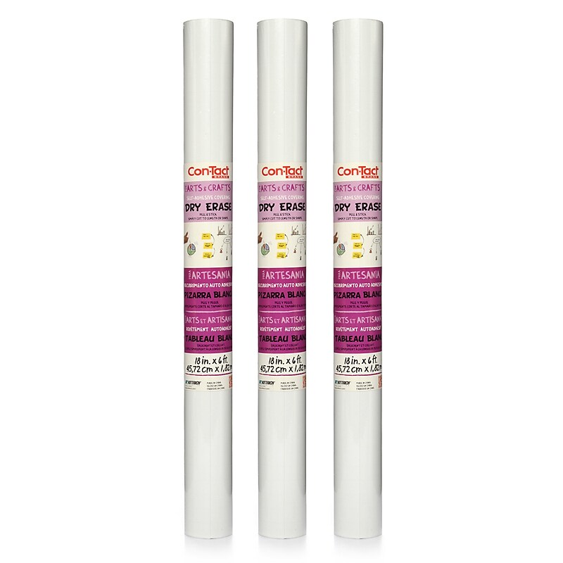 Con-Tact® Dry Erase Adhesive Roll, 18" x 6', White, 3 Rolls (KIT06FC904206-3) image 1