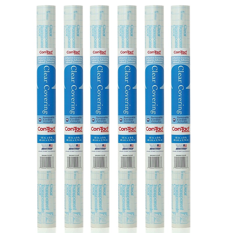 Con-Tact Self-Adhesive Covering, 18" x 9', Clear, 6 Rolls/Bundle (KIT09FC9993-6) image 1