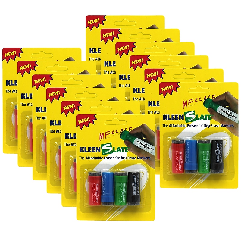 KleenSlate Attachable Erasers for Dry-Erase Markers, 4 Per Pack, 12 Packs (KLS0432-12) image 1