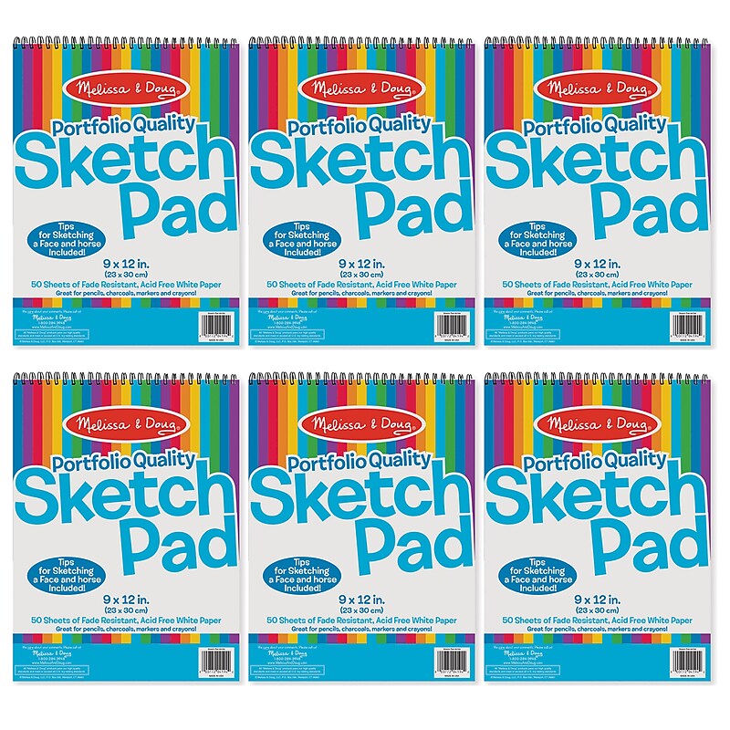 Melissa & Doug 9" x 12" Portfolio Quality Sketch Pad, 50 Sheets/Pad, 6/Bundle (LCI4194-6) image 1
