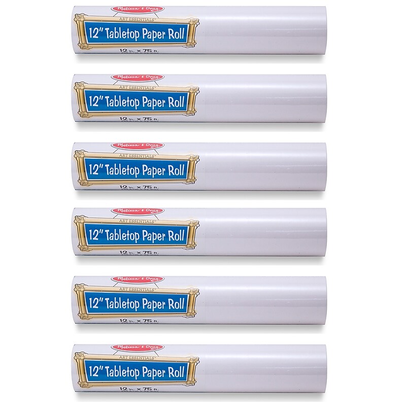 Melissa & Doug Tabletop Paper Roll, 12" x 75', White, 6 Rolls (LCI8559-6) image 1