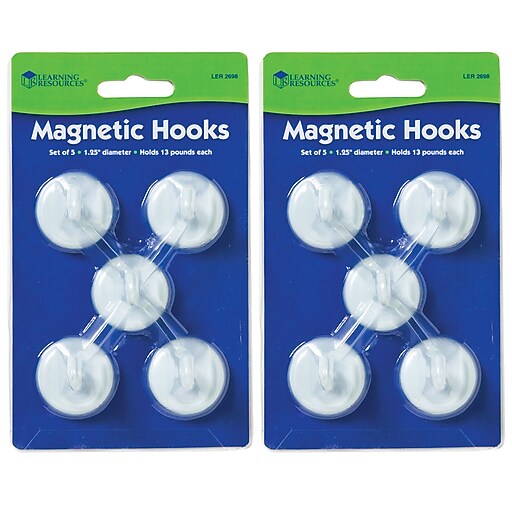 Learning Resources Hooks, 1.25" Diameter, White, 5 Per Pack, 2