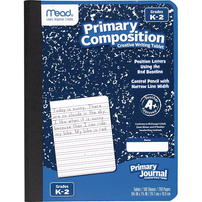 Mead Composition Notebooks, 9.75" x 7.5", Primary Ruled, 100 Sheets, Blue Marble, 3/Bundle (MEA09902-3) image 1