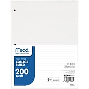 Mead College Ruled Filler Paper, 10.5 x 8", White, 200 Sheets/Pack, 3 Packs (MEA15326-3)